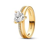 Pandora Timeless Bague Cœur en métal plaqué or 14 carats avec zircones cubiques transparentes, taille 48