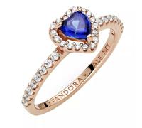 Pandora Bague Cœur Surélevé Bleu Scintillant Métal doré à l'Or Rose 14 carats - Sz. 52 52