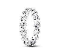 Pandora Timeless Bague Cœurs en argent sterling avec zircones cubiques transparentes, taille 52