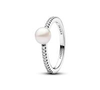 Pandora Bague Timeless – Argent sterling, perle d’eau douce traitée blanche, zircones – Taille 54
