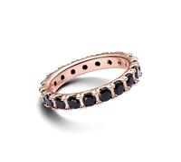 Pandora Bague Éternité Rang Scintillant métal plaqué or rose 14 carats cristal noir Taille 58