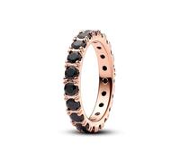 Pandora Timeless Bague en métal plaqué or rose 14 carats avec cristal noir, taille 56