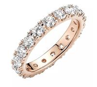 Pandora Timeless Bague Éternité Rang scintillant en métal plaqué or rose 14 carats avec zircones cubiques transparentes, taille 52