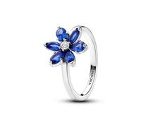 Pandora Timeless Bague Herbier scintillant en argent sterling avec cristal bleu et zircones cubiques transparentes, taille 56