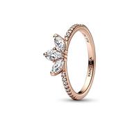 Pandora Timeless Bague Herbier scintillant en métal plaqué or rose 14 carats avec zircones cubiques transparentes, taille 56