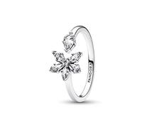 Pandora Timeless Bague ouverte Herbier scintillant en argent sterling avec zircones cubiques transparentes, taille 54