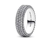 Pandora Timeless Bague Rang Pavée en argent sterling avec zircones cubiques transparentes, taille 52