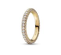 Pandora Timeless Bague Rang Pavée en métal plaqué or 14 carats avec zircones cubiques transparentes, taille 54