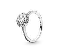 Pandora Timeless Bague Ronde Scintillante en argent avec zircones cubiques transparentes, taille 58