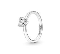 Pandora Timeless Bague Solitaire scintillante Cœur en argent sterling avec zircones cubiques transparentes, taille 50