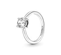 Pandora Timeless Bague Solitaire scintillante en argent sterling avec zircones cubiques transparentes, taille 52