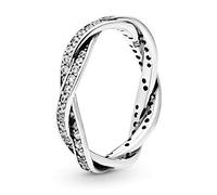 Pandora Timeless Bague Torsades Pavé en argent avec zircones cubiques, taille 50