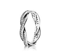 Pandora Timeless Bague Torsades Pavé en argent avec zircones cubiques, taille 52