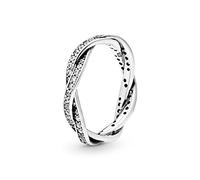Pandora Timeless Bague Torsades Pavé en argent avec zircones cubiques, taille 56
