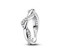 Pandora Timeless Bague Vague Double en argent sterling avec zircones cubiques transparentes, taille 58