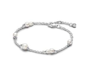 Pandora Timeless Bracelet en argent sterling avec perle de culture d’eau douce traitée blanche et zircones cubiques transparentes, 20