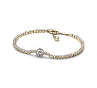 Pandora Timeless Bracelet en métal plaqué or 14 carats avec zircones cubiques transparentes, 16