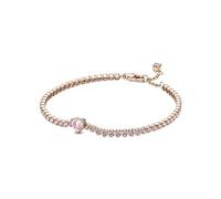 Pandora Timeless Bracelet Rivière Cœur en métal plaqué or 14 carats avec cristal rose, 18