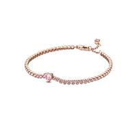 PANDORA Timeless Bracelet Rivière Cœur en métal plaqué or 14 carats avec cristal rose