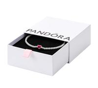 Pandora Timeless Bracelet Rivière Cœur Scintillant en argent sterling avec cristal rouge et zircones cubiques transparentes, 20