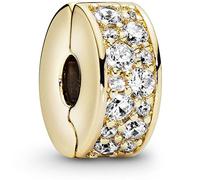 Pandora Timeless Charm clip en métal plaqué or 14 carats avec zircones cubiques transparentes et attache en silicone