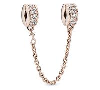 Pandora Timeless Charm clip en métal plaqué or rose 14 carats avec zircones cubiques transparentes et attache en silicone