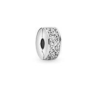 Pandora Timeless Charm clip Pavé en argent avec zircones cubiques transparentes et attache en silicone