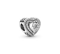 Pandora Charm Timeless Cœurs nivelés scintillant en argent sterling avec zircones cubiques transparentes