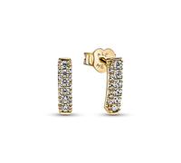 Pandora Timeless Clous d’oreilles Barre pavée en métal plaqué or 14 carats avec zircones cubiques transparentes