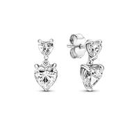 Pandora Timeless Clous d’oreilles Cœur Double en argent sterling avec zircones cubiques transparentes