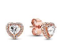 Pandora Timeless Clous d’oreilles Cœur scintillant en métal plaqué or rose 14 carats avec zircones cubiques transparentes