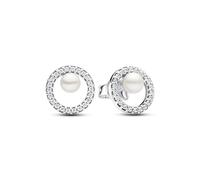 Boucles d'oreilles femme argent sterling avec perle et zircone Pandora Timeless Blanc