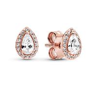 Pandora Timeless Clous d’oreilles Halo carré scintillant en métal plaqué or rose 14 carats avec zircones cubiques transparentes