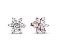 Pandora Timeless Clous d’oreilles Herbier scintillant en métal plaqué or rose 14 carats avec zircones cubiques transparentes