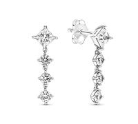 Pandora Timeless Clous d’oreilles Ronds et Carrés scintillants en argent sterling avec zircones transparentes