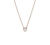 Pandora Timeless Collier Cœur scintillant en métal plaqué or rose 14 carats avec zircones cubiques transparentes
