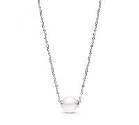 Pandora Timeless Collier en argent sterling avec perle de culture d’eau douce traitée blanche et zircones cubiques transparentes
