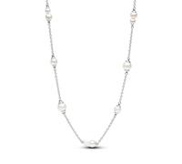 Pandora Timeless Collier en argent sterling avec perle de culture d’eau douce traitée blanche et zircones cubiques transparentes