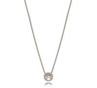 Pandora Timeless Collier Halo rond scintillant en métal plaqué or rose 14 carats avec zircones cubiques transparentes