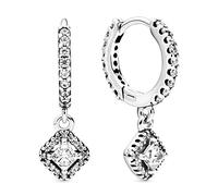 Pandora Timeless Créoles Carré scintillant en argent sterling avec zircones cubiques transparentes