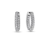 Pandora Timeless Créoles Pavées en argent sterling avec zircones cubiques transparentes