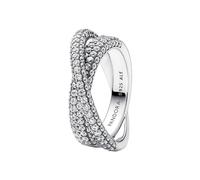 Pandora Timeless Sterling silver cross over ring with clear cubic zirconia, 50
