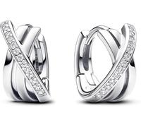 Pandora Boucles d'Oreilles Créoles 293150C01 Croisées pavé argent 925/1000 zirconia cubique