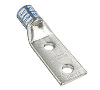 Panduit Cosse conducteur flexible LCDX6-38D-L, deux trous, barillet standard avec fenêtre, trou de goujon 3/8", largeur de trou de 2,5 cm, bleu, #6 AWG classe G/H/I/K/M, taille du conducteur de locomotive diesel #6 AWG, taille du conducteur de code #6 AWG, longueur de la bande de fil 0,2 cm d'épaisseur, langue ness, 1,6 Largeur de la langue cm, longueur du cou 1,2 cm, longueur totale 6,3 cm