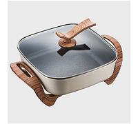 Panduo Sac de Pique-Nique Facile à Laver électrique Wok Hot Pot électrique Domestique Multi-Fonctions de Cuisson Fried Ragoût Un Pot cuisinière électrique Wok antiadhésif, 6L, 1500W, Blanc Laiteux