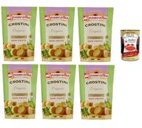 Panealba Crostini Crostini Croûtons orientaux avec origan - Snack salé non frit - 6 x 100 g + Polpa Italian Gourmet 400 g
