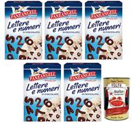 Paneangeli Lettere e Numeri di Cioccolato Lettres et chiffres en chocolat pour décorer les desserts, paquet de 60 g + boîte de 400 g Gourmet Italian Gourmet Polpa di Pomodoro