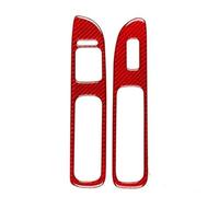 Panel Cover Trim Autocollants En Fibre Carbone Véritable Pour Panneau Commande Lève-vitre 2 Portes Per Civic 1999-2000 Moulage Intérieur Voiture(LHD Red)