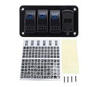 Panel de control de interruptor basculante SustVita Placa de aluminio de 12 V/24 V con USB dual de 4,8 A y voltímetro Precableado de 3 bandas para distribución de energía para UTV (Luz azul)