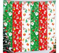 Panelee Rideaux en Aluminium de Noël Rideaux à Franges en Feuille de Guirlande avec Ruban Adhésif Toile de Fond de Photo de Serpentin Métallique pour Décoration Fête Mur (4 Paquets, 3,3 x 6,6 Pieds)